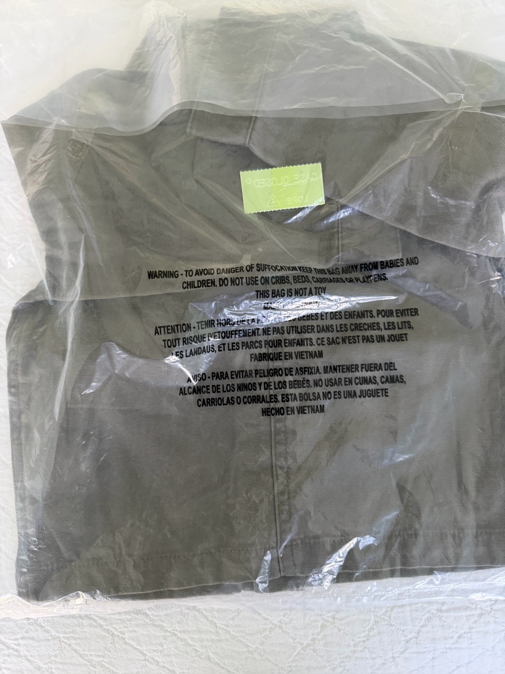 Jamie and Jack Olive chore coat size 18 to 24 months new in package